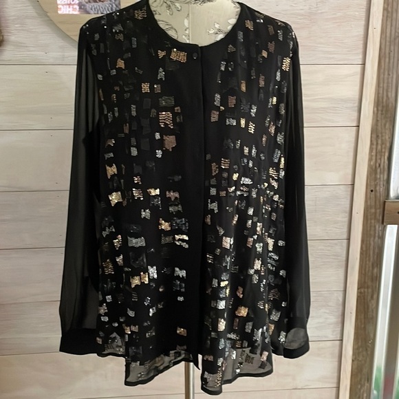 Coldwater Creek Tops - 🆕 Coldwater Creek Black Shimmer Top 1X